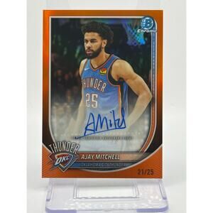 2025-26 Bowman Chrome Ajay Mitchell True Orange Refractor Auto 21/25 SP Thunder